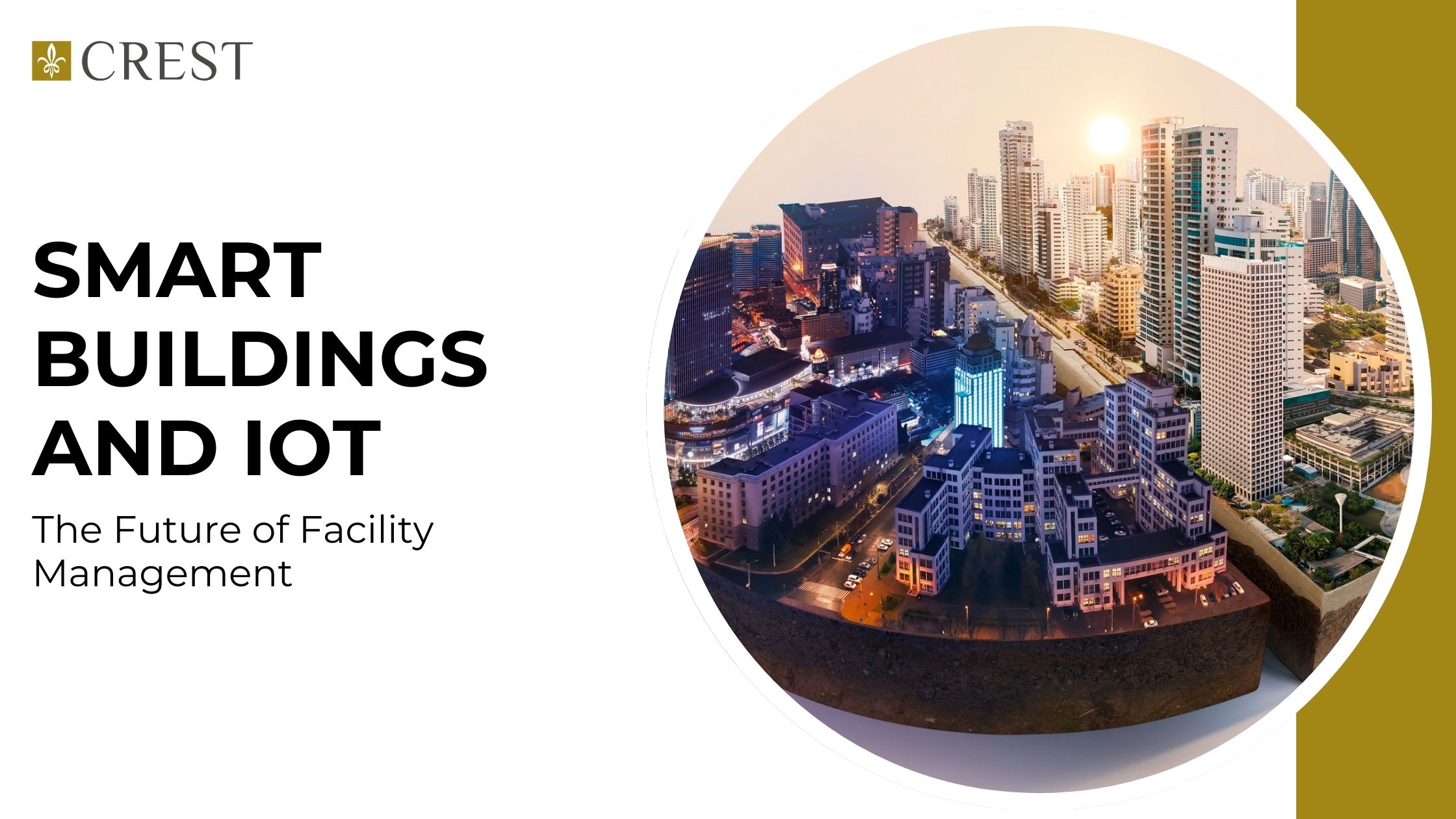 A modern smart building with IoT-enabled systems optimizing energy and operations.