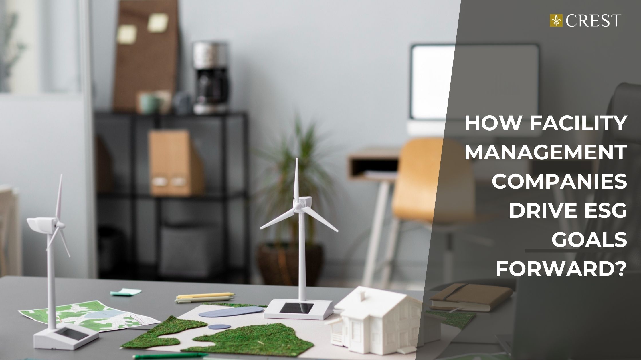 Facility management team implementing ESG-focused sustainable solutions in a modern workspace.